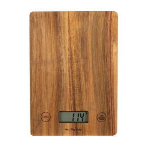 Balance de cuisine électronique en bois d'acacia
