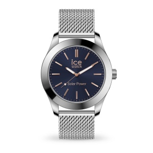 ICE steel solar Silver Dark Blue Milanese