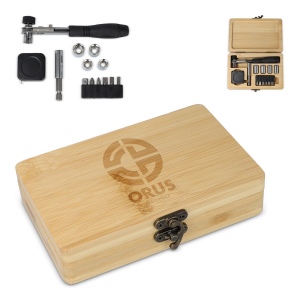 Set d'outils de 13 pièces dans une boîte en bambou
