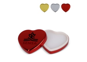 Baume à lèvres plat métallique en forme de cœur