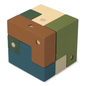 InSideOut Wooden Cube think iq puzzle 4