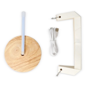 Lampe LED en papier pliable Coollux Aurore sur socle en bois, 22cm 5