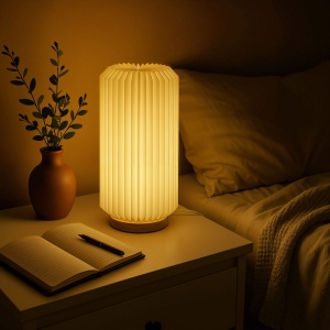 Lampe LED en papier pliable Coollux Aurora Tall sur base en bois, 32cm 7