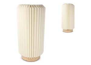 Lampe LED en papier pliable Coollux Aurora Tall sur base en bois, 32cm