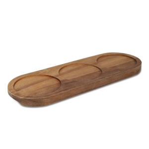 InSideOut Support en bois avec 3 bols ronds en céramique 4