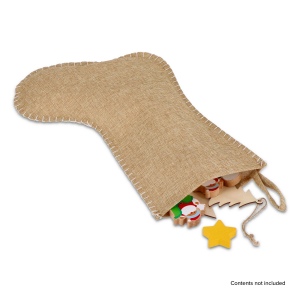 Bas de Noël en jute avec coutures décoratives 40 cm 3