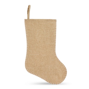 Bas de Noël en jute avec coutures décoratives 40 cm 4