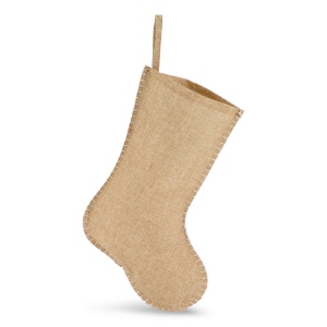 Bas de Noël en jute avec coutures décoratives 40 cm 2