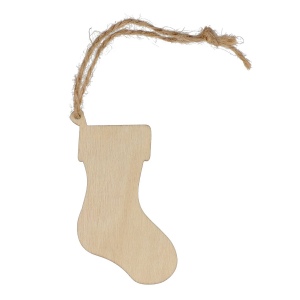 Ornement de Noël en bois en forme de bas 2