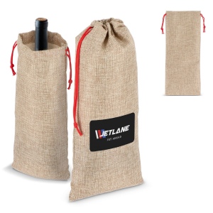 Pochette à vin en jute 14 x 34 cm