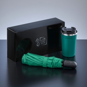 Traveller Set : mug isotherme Nordic 350 ml et parapluie entièrement automatique 10