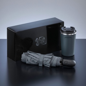 Traveller Set : mug isotherme Nordic 350 ml et parapluie entièrement automatique 12