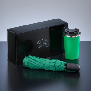 Traveller Set : mug isotherme Nordic 350 ml et parapluie entièrement automatique 13