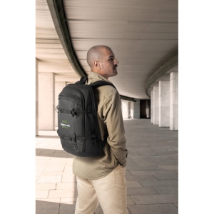 KAMPALA. Sac à dos pour ordinateur portable en polyester recyclé haute densité 900D, avec revêtement imperméable et doublure en polyester recyclé 210D 17'3" 4