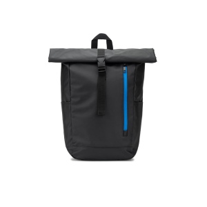OSASCO BPACK. Sac à dos avec système de fermeture à glissière permettant de rouler la partie supérieure pour l'adapter au volume du sac à dos, fabriqué en polyester recyclé 600D 9