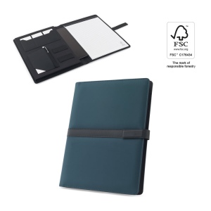 SANDERSON FOLDER. Chemise A4 en PU (50% recyclé) avec fermeture magnétique et bloc-notes