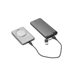 WARSHEL 5. Batterie nomade magnétique de 5 000 mAh avec chargeur sans fil ultrarapide de 15 W en ABS recyclé (100 % rABS) avec support 3