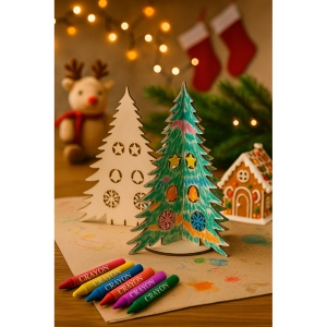 PINERY. Arbre de Noël en bois pliable à colorier 3
