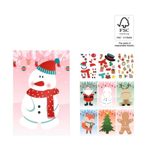 GLIMN. Set de six feuilles avec figurines de Noël et 3 feuilles d'autocollants