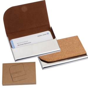Porte-cartes en métal avec surface en liège ROBERTO 2