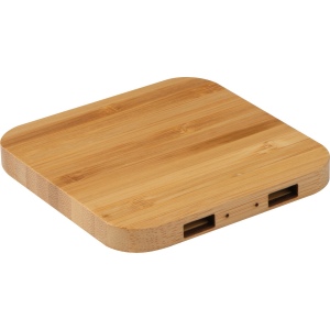 Chargeur sans fil en bambou avec 2 Hubs USB ROMAN 3