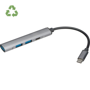 Hub USB en aluminium recyclé HILDEGARDA