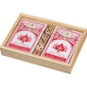 Cartes de jeu dans boîte en bois avec dé BRIAN 4