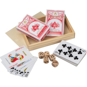 Cartes de jeu dans boîte en bois avec dé BRIAN 2