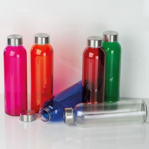 Bouteille transparente avec couvercle gris EUGEN 11
