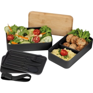Boîte à lunch à 2 niveaux en PP et bambou 4