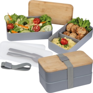 Boîte à lunch à 2 niveaux en PP et bambou 3