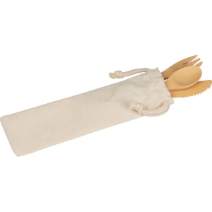 Couverts en bambou dans un sac en coton GREGOR 2