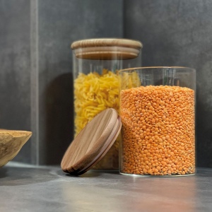 Pot en verre borosilicaté avec couvercle en bois de pin, 700 ml TYMON 7