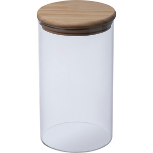 Pot en verre borosilicaté avec couvercle en bois de pin, 1000 ml JAMIE