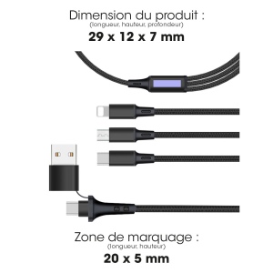 BURU - CÂBLE 5 EN 1 À CHARGE RAPIDE 20W - LONG - 1,2M - EN MATÉRIAUX RECYCLÉS 2