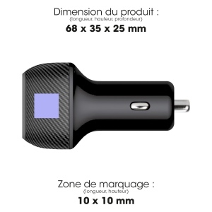 KEKU - CHARGEUR ALLUME CIGARE TURBO CAC USB TYPE-C 20W + USB-A QC3.0 2
