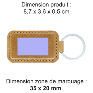 PORTE-CLE EN CUIR VERITABLE MARRON CLAIR 2