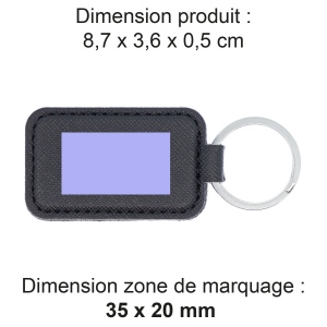 PORTE-CLE EN SIMILI-CUIR NOIR GRAINE 2
