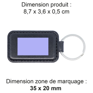 PORTE-CLE EN SIMILI-CUIR LISSE NOIR 2