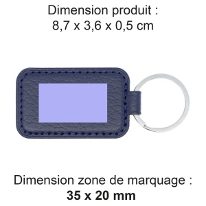 PORTE-CLE CUIR RECYCLÉ BLEU MARINE 2