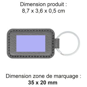 PORTE-CLE CUIR RECYCLÉ GRIS 2