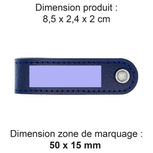 PORTE-CLE VIS CUIR RECYCLÉ BLEU MARINE 2