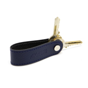 PORTE-CLE VIS CUIR RECYCLÉ BLEU MARINE 5