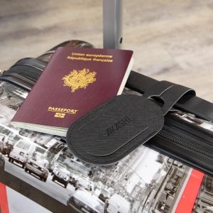 ETIQUETTE BAGAGE EN SIMILI-CUIR NOIR GRAINE 4