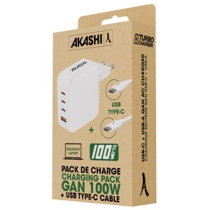 HIMAN - PACK CHARGEUR SECTEUR GAN 100W + CABLE TYPE-C 100W 3