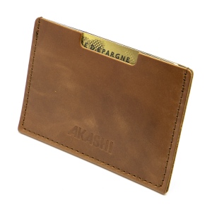 PORTE CARTE SIMPLE EN CUIR VERITABLE MARRON FONCE 5