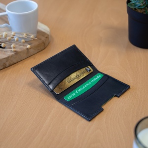 PORTE-CARTES FOLIO AVEC OU SANS ANTI-RFID  EN CUIR VERITABLE NOIR 4