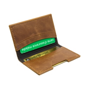 PORTE-CARTES FOLIO AVEC OU SANS ANTI-RFID  EN CUIR VERITABLE MARRON FONCE 6