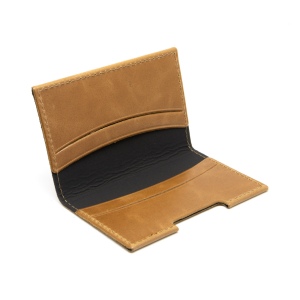 PORTE-CARTES FOLIO AVEC OU SANS ANTI-RFID  EN CUIR VERITABLE MARRON CLAIR 5