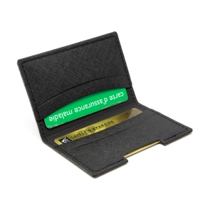 PORTE-CARTES FOLIO AVEC OU SANS ANTI-RFID EN SIMILI-CUIR NOIR GRAINE 6